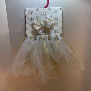 Lulu Girls Princess Tutu Headwrap Set‎ White Gold Sparkle Toddler Dress-up NEW